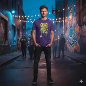 Elysian Brewing Dayglow IPA Tiger Graphic Tee Purple Unisex Large